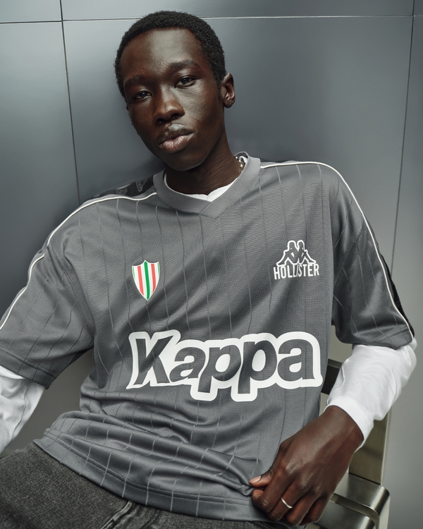 Hollister + Kappa Logo Graphic Soccer Jersey, Dark Gray view 1