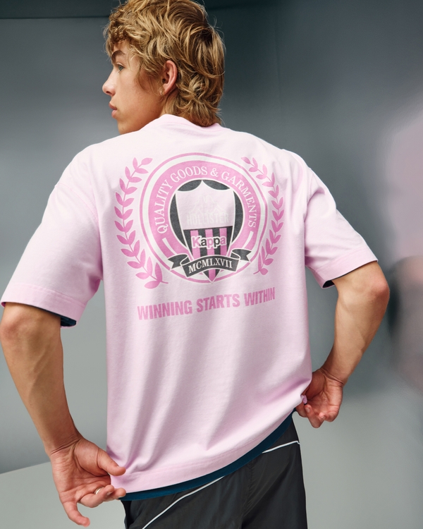 Hollister + Kappa Boxy Logo Graphic Tee, Pink view 1