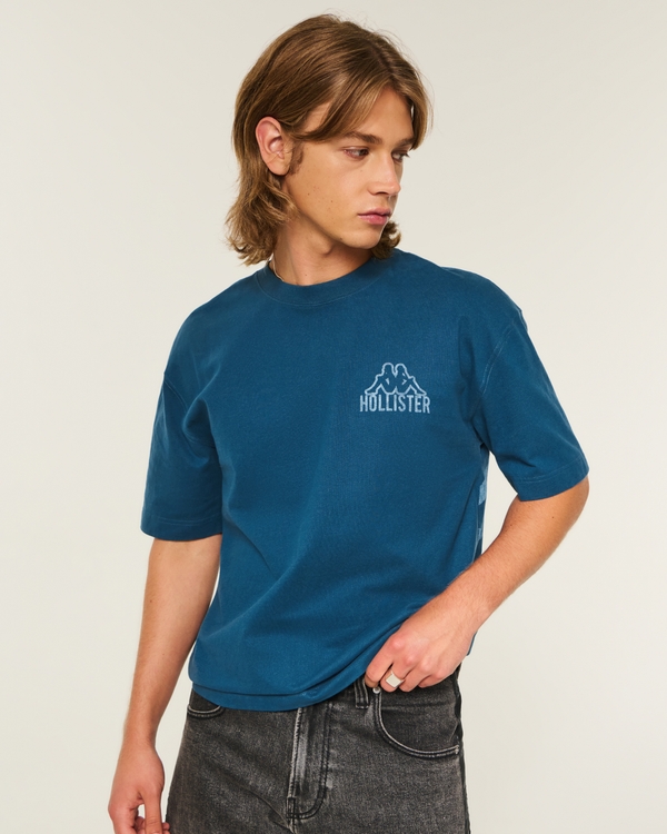 Hollister + Kappa Boxy Logo Graphic Tee, Blue view 1