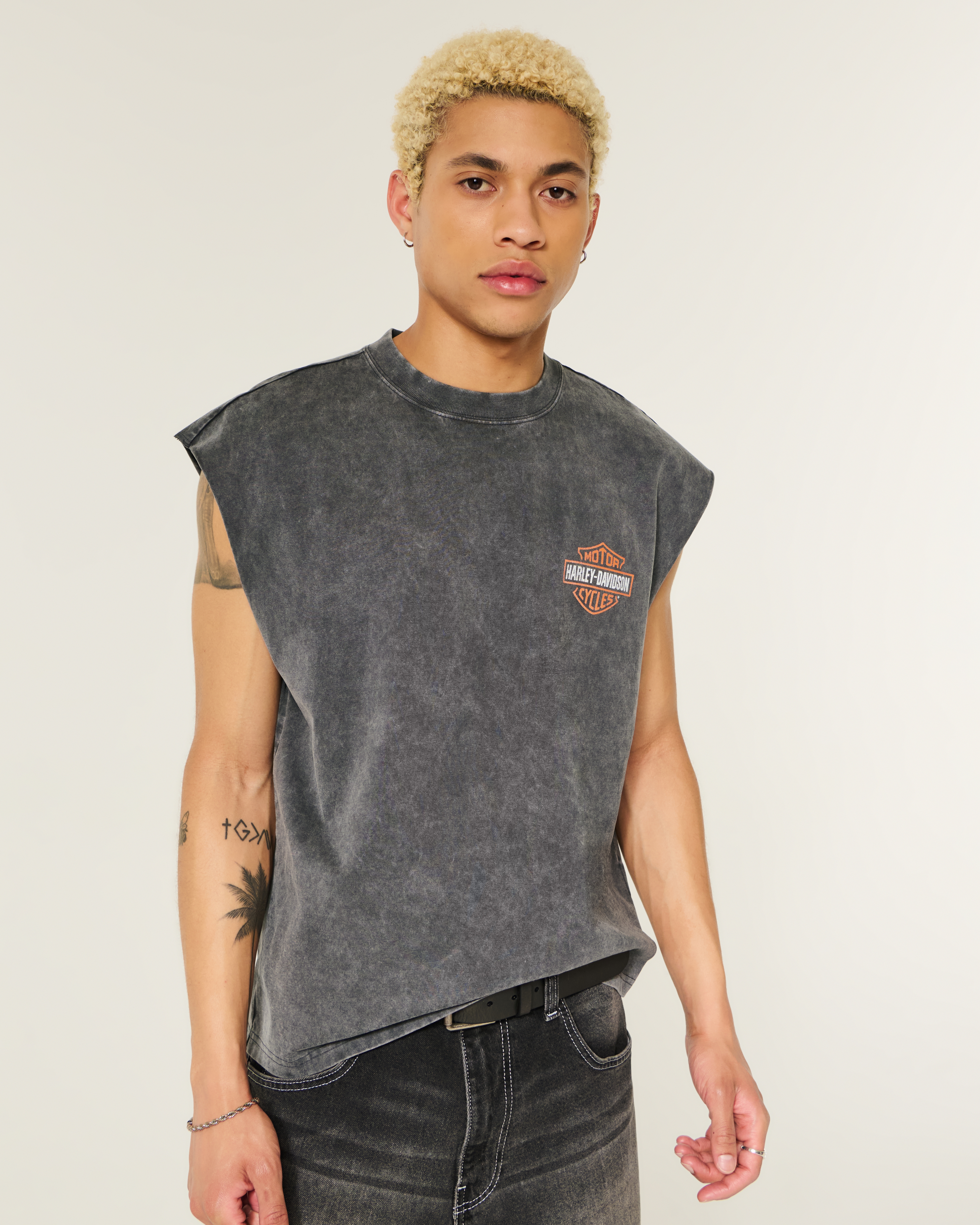 Boxy Heavyweight Harley-Davidson Graphic Cutoff Tank