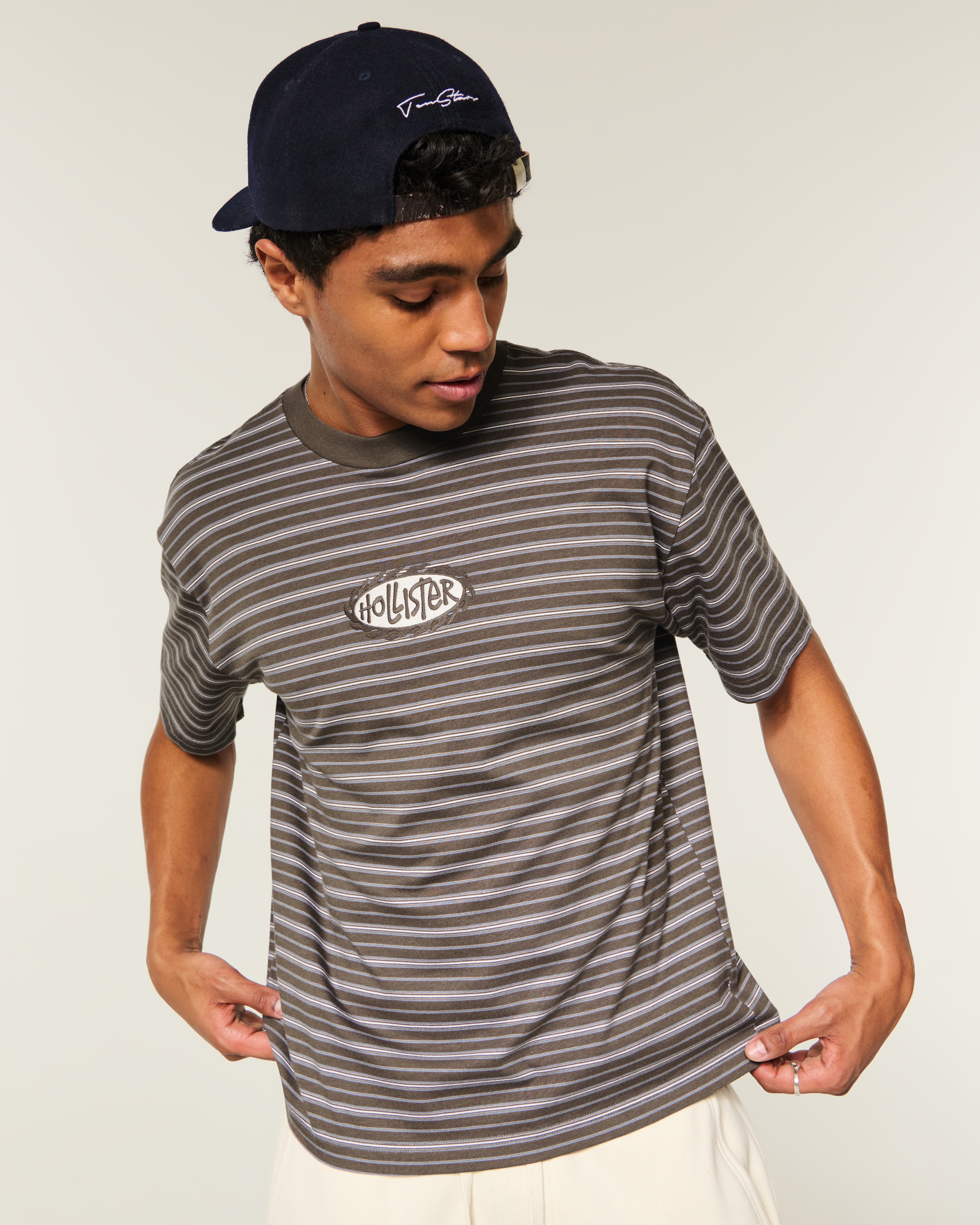 Boxy Striped Logo Graphic Tee