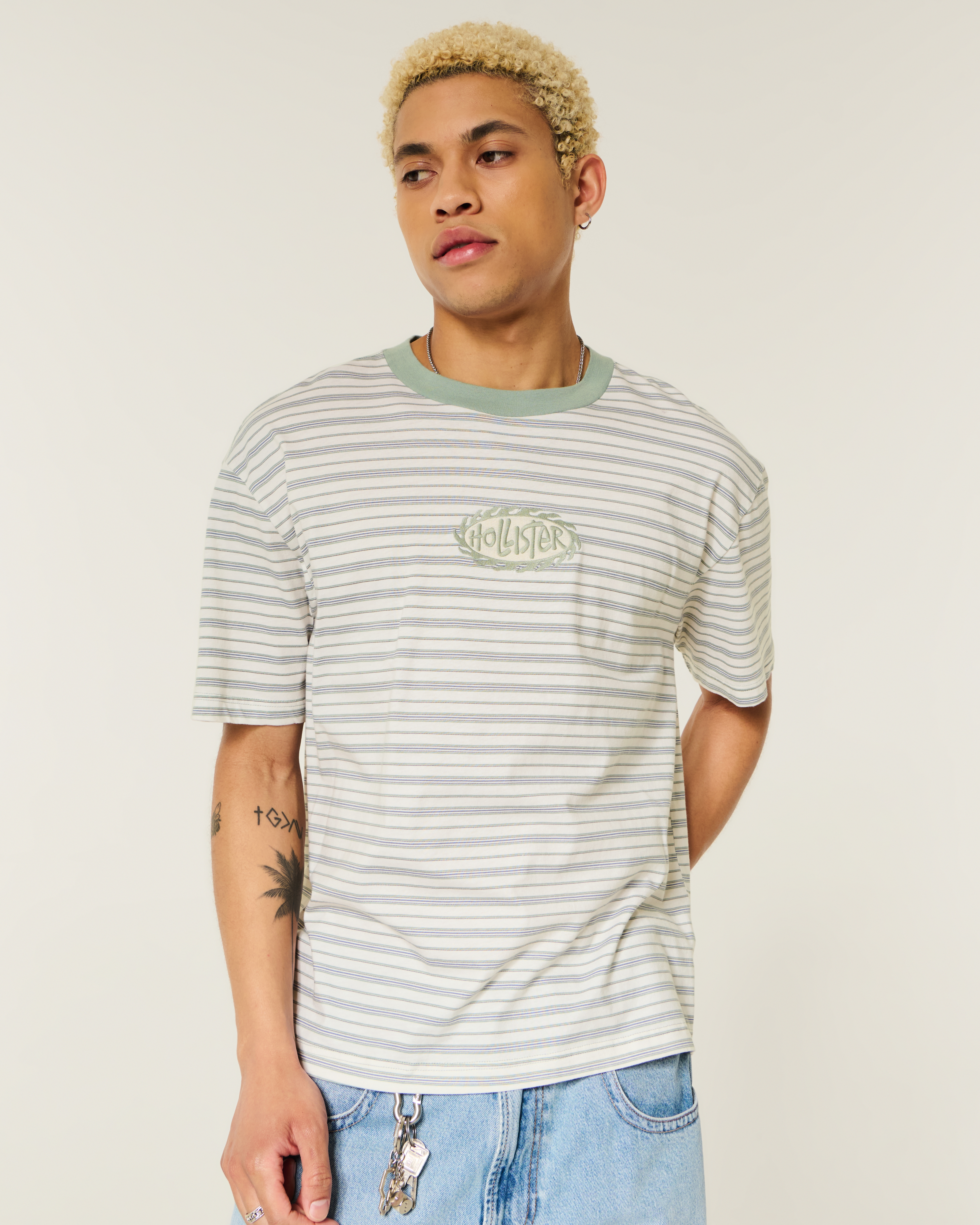 Boxy Striped Logo Graphic Tee