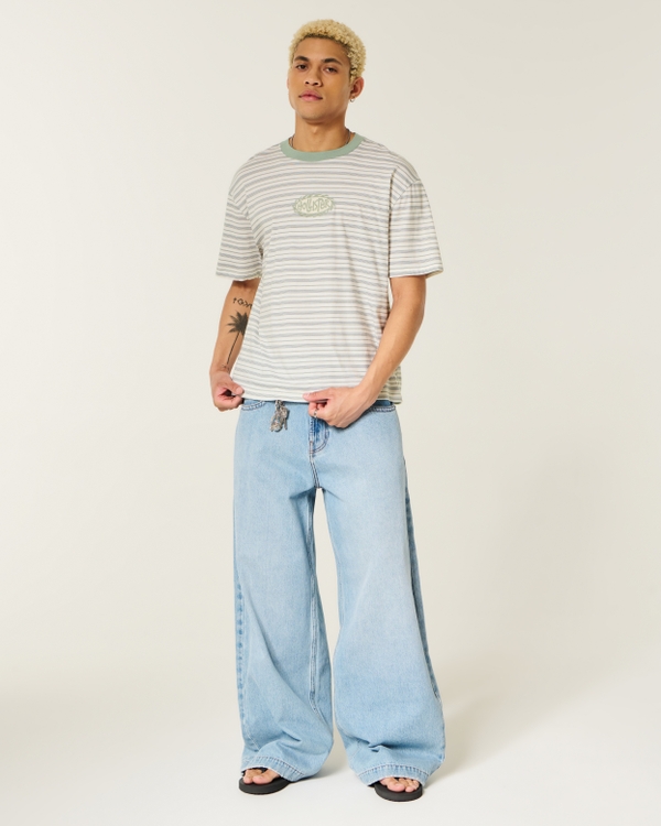 Boxy Striped Logo Graphic Tee, Eucalyptus Green Stripe view 2