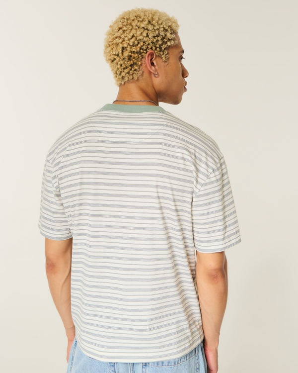 Men's Boxy Striped Logo Graphic Tee | Men's Tops | HollisterCo.com