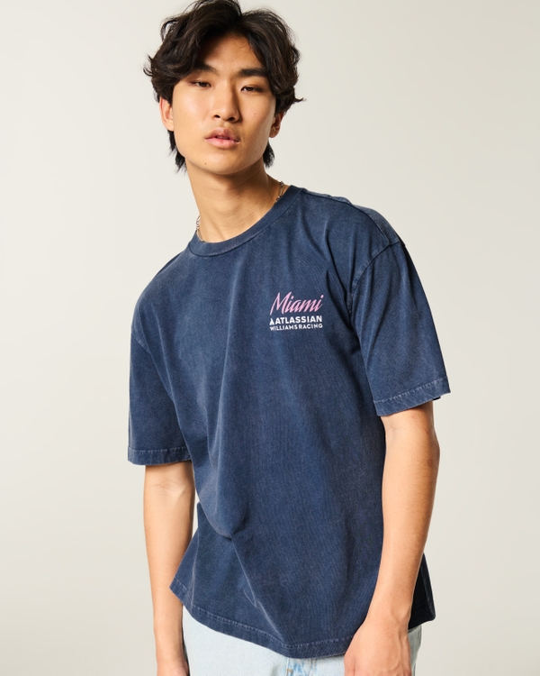 Boxy Atlassian Williams Racing Graphic Tee, Faded Navy view 1