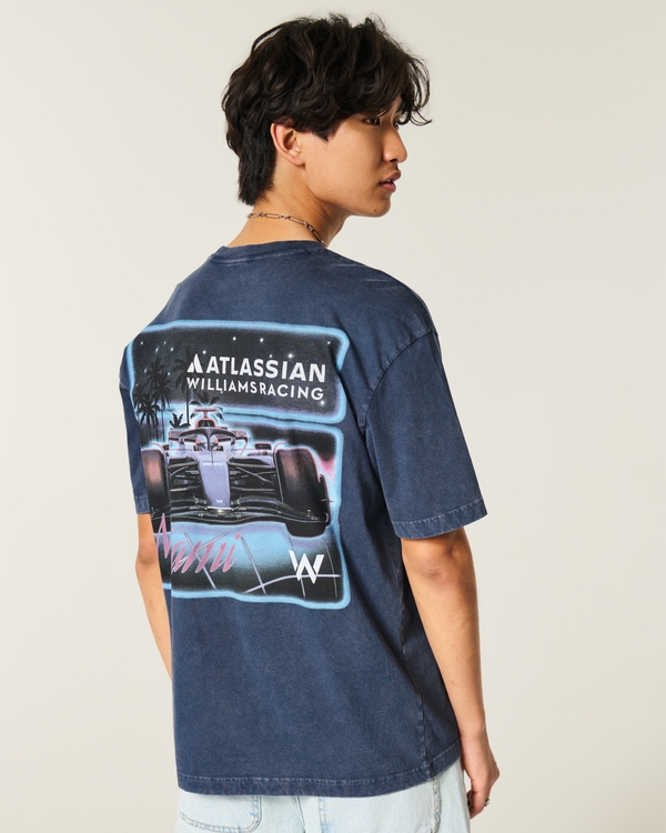 Boxy Atlassian Williams Racing Graphic Tee, Faded Navy view 2