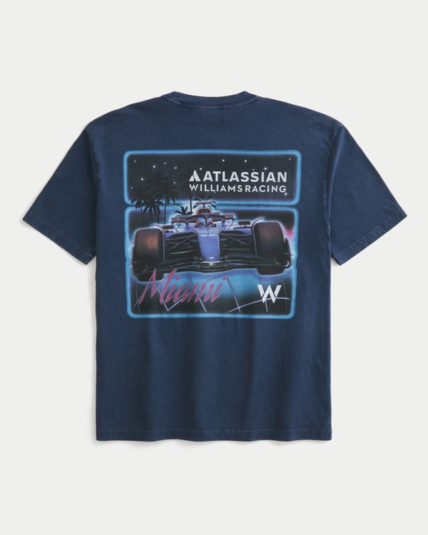 Boxy Atlassian Williams Racing Graphic Tee, Faded Navy view 1