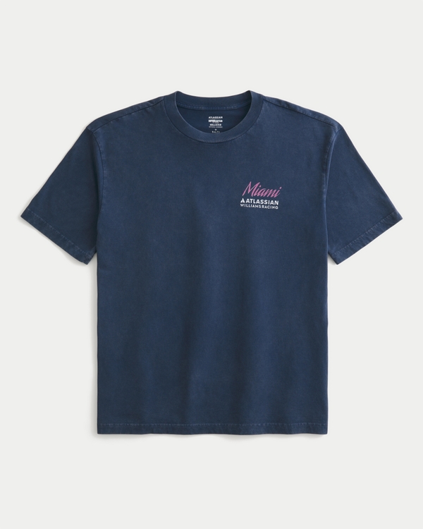 Boxy Atlassian Williams Racing Graphic Tee, Faded Navy view 2