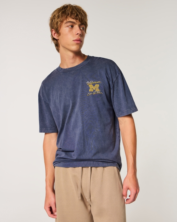 Boxy University of Michigan Wolverines Graphic Tee, Navy view 2