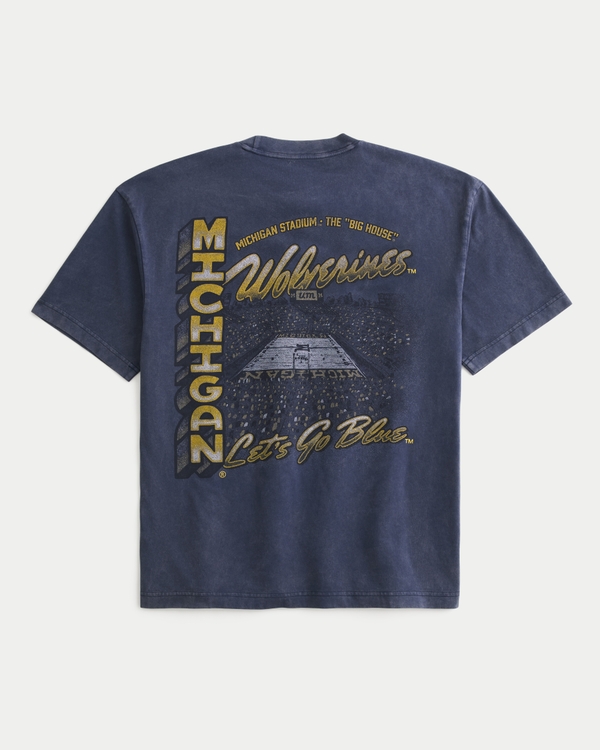 Boxy University of Michigan Wolverines Graphic Tee, Navy view 1
