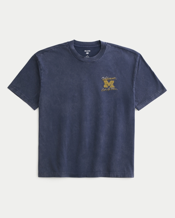 Boxy University of Michigan Wolverines Graphic Tee, Navy view 2
