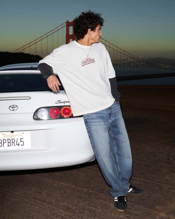 Boxy Toyota Supra Graphic Tee, Cream view 2