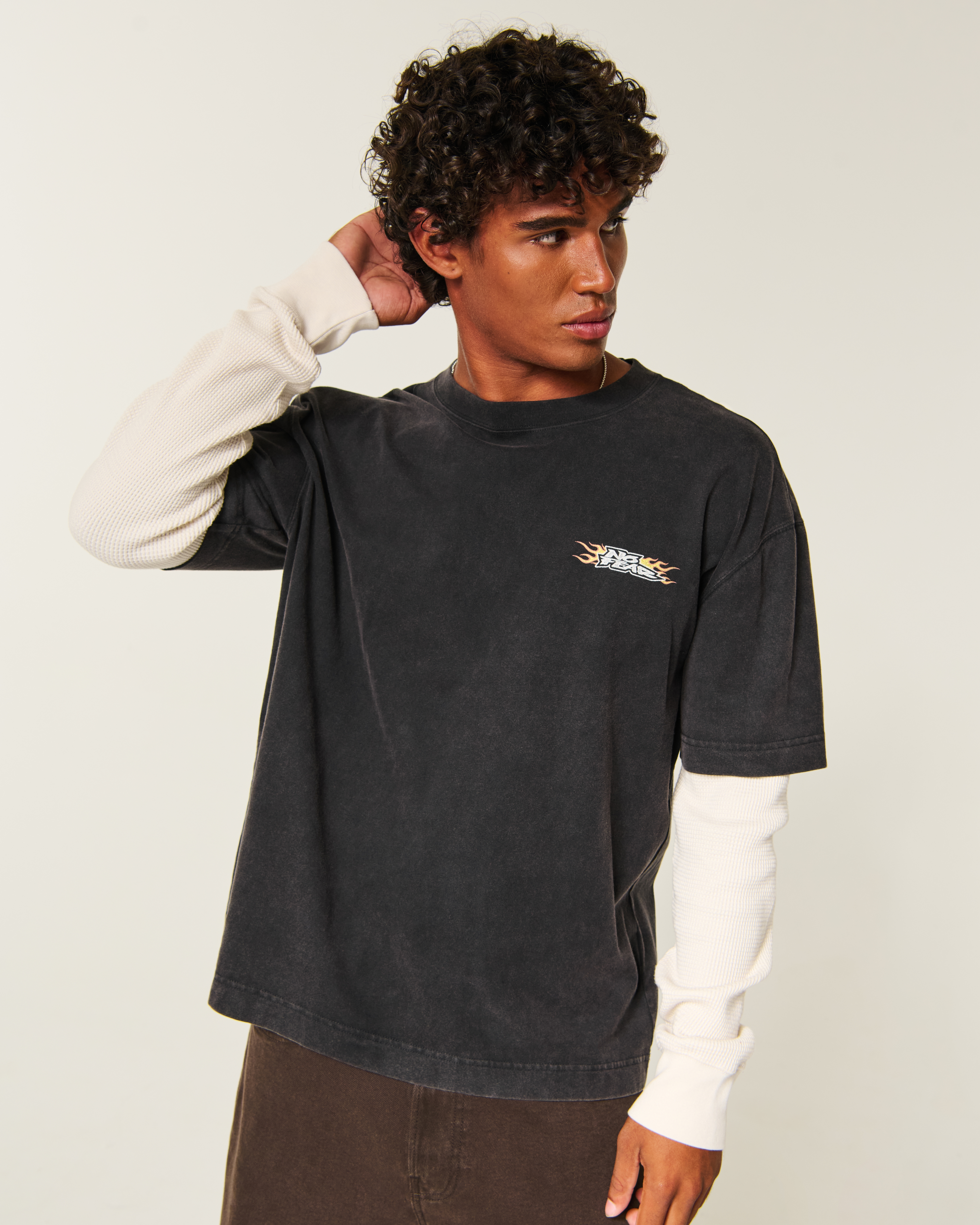 Boxy Heavyweight Layered 2-in-1 No Fear Graphic Tee