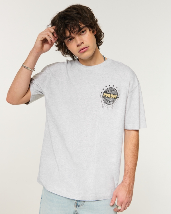 Purdue University Boilermakers Graphic Tee, Light Heather Gray view 1