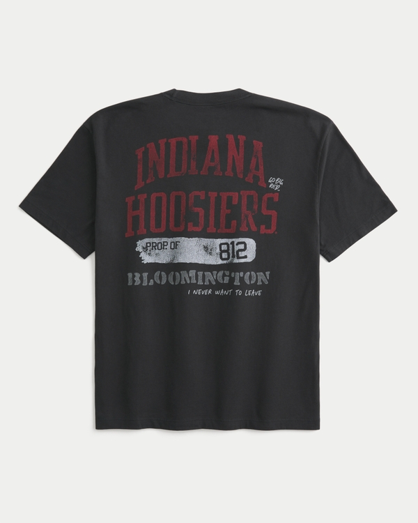 Boxy Indiana University Hoosiers Graphic Pocket Tee, Faded Black view 1