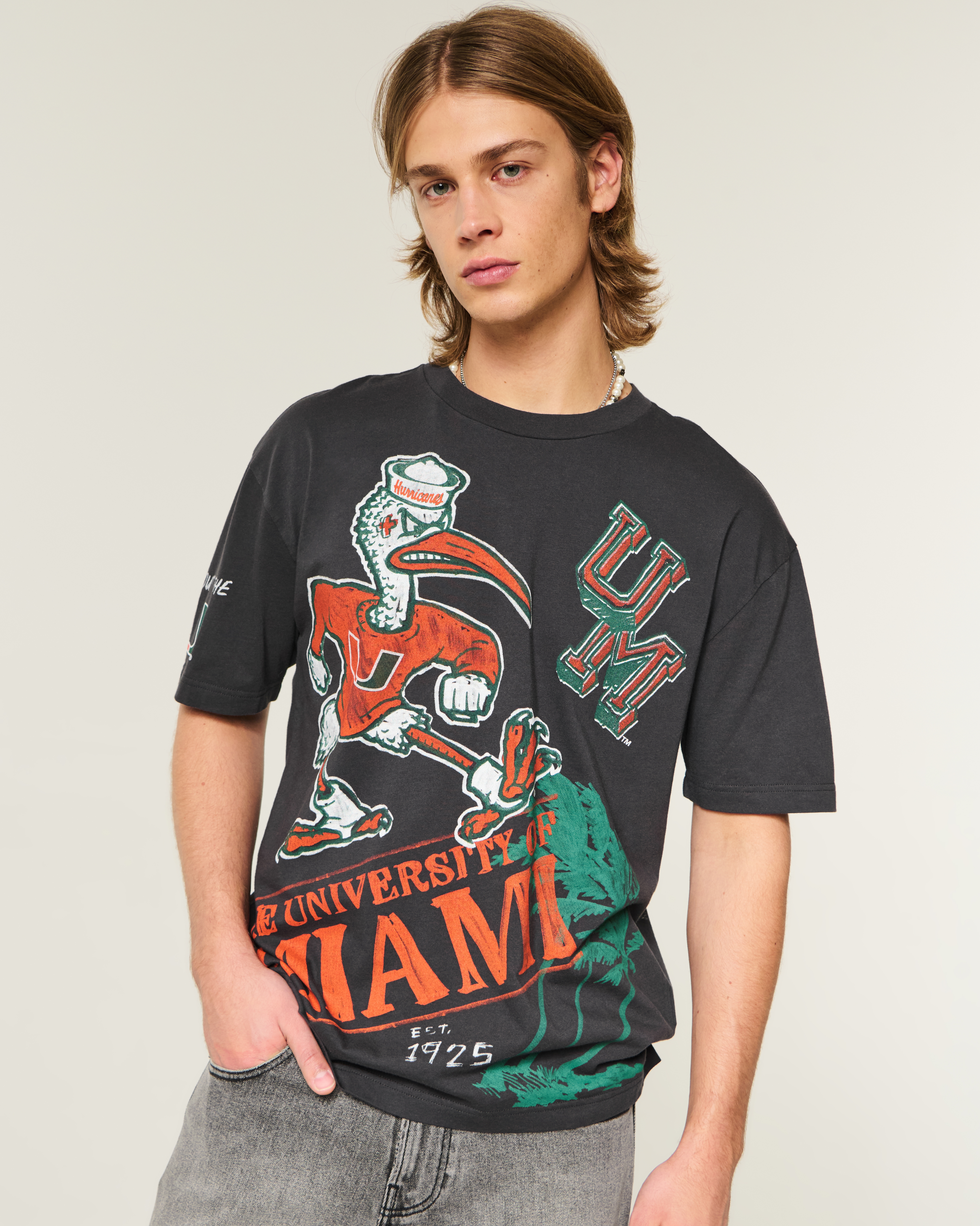 Boxy University of Miami Hurricanes Graphic Tee