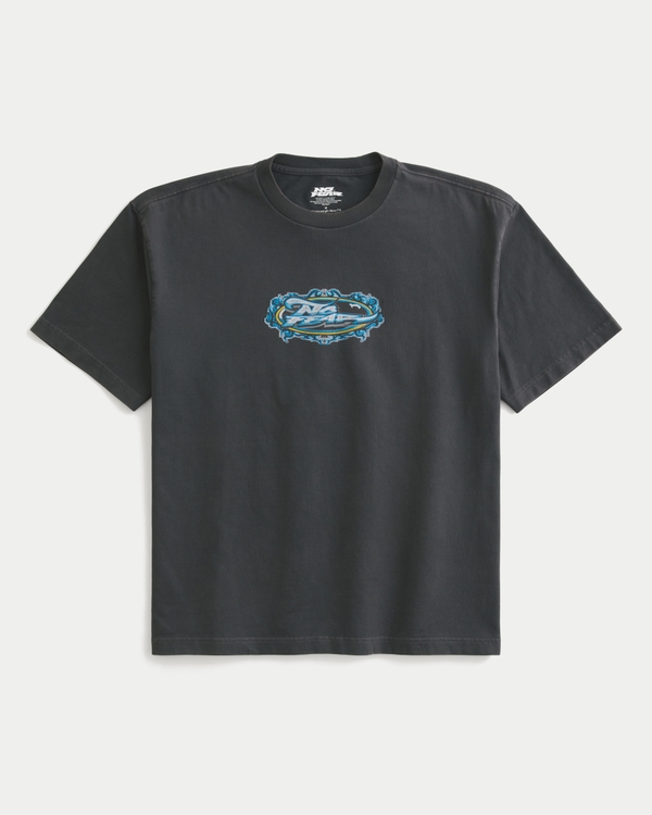 Boxy Heavyweight No Fear Graphic Tee, Black view 1