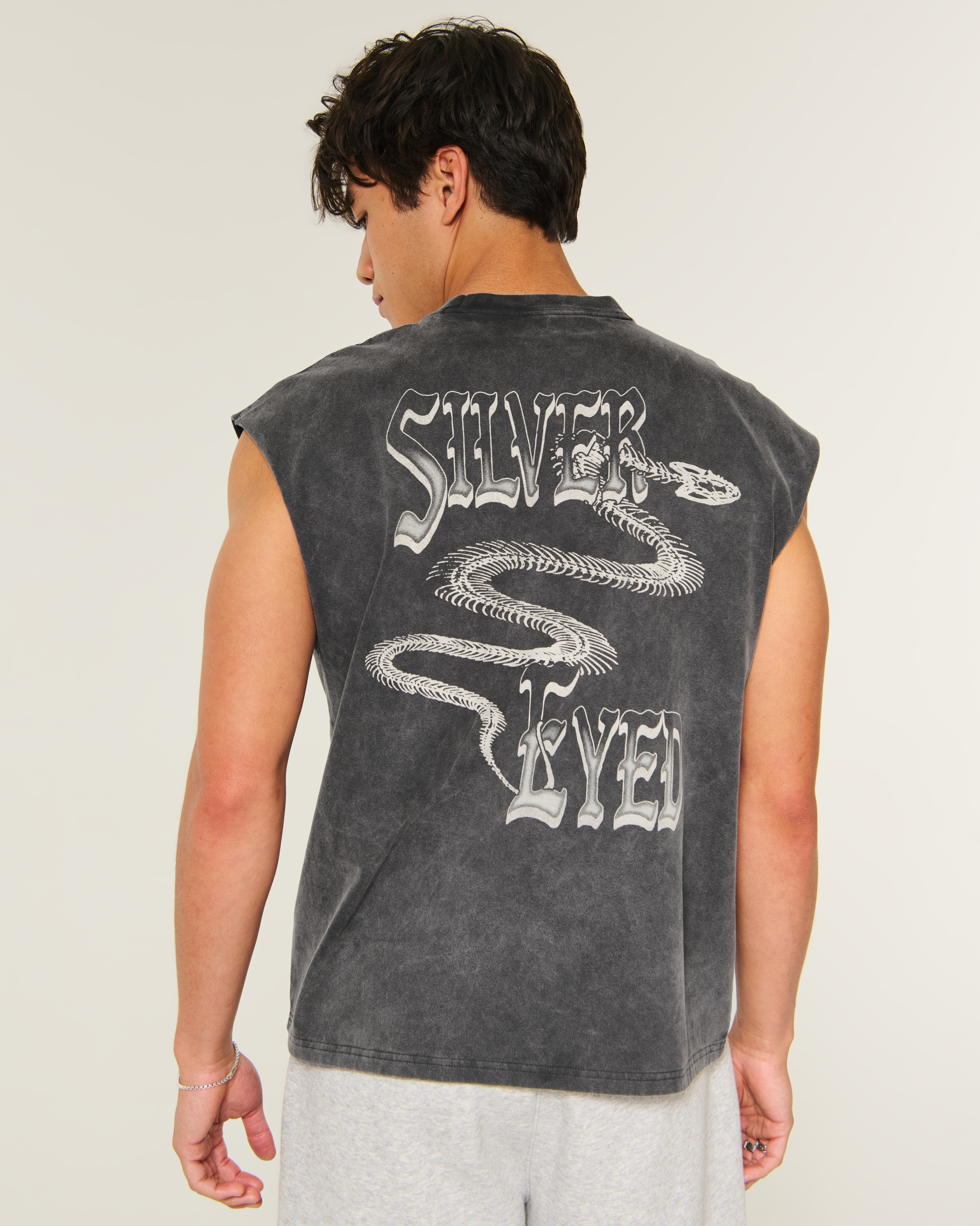 Boxy Heavyweight Silver Eyed Graphic Cutoff Tank
