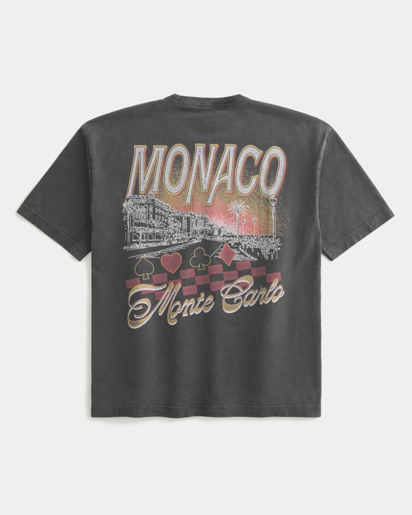 Boxy Heavyweight Monte Carlo Monaco Graphic Tee, Charcoal view 1