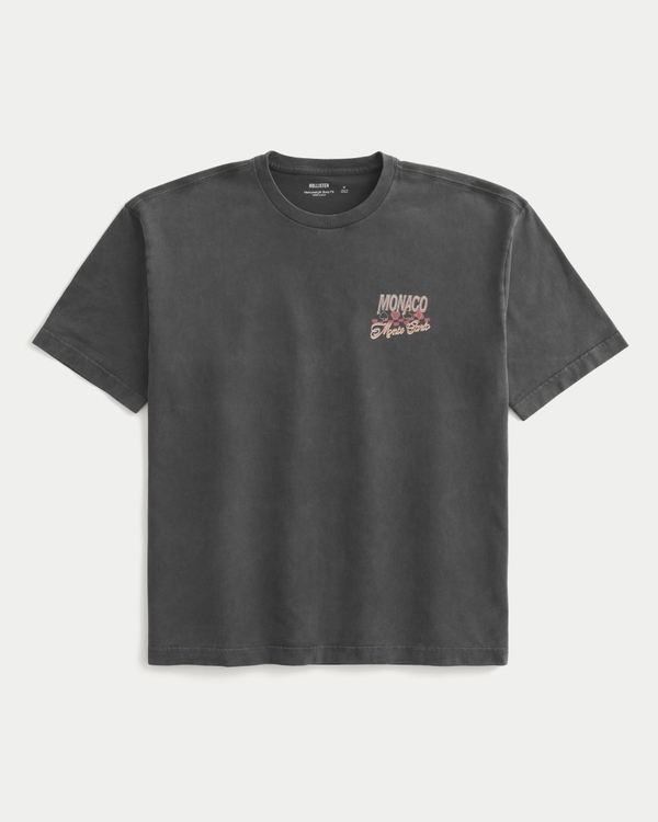Boxy Heavyweight Monte Carlo Monaco Graphic Tee, Charcoal view 2