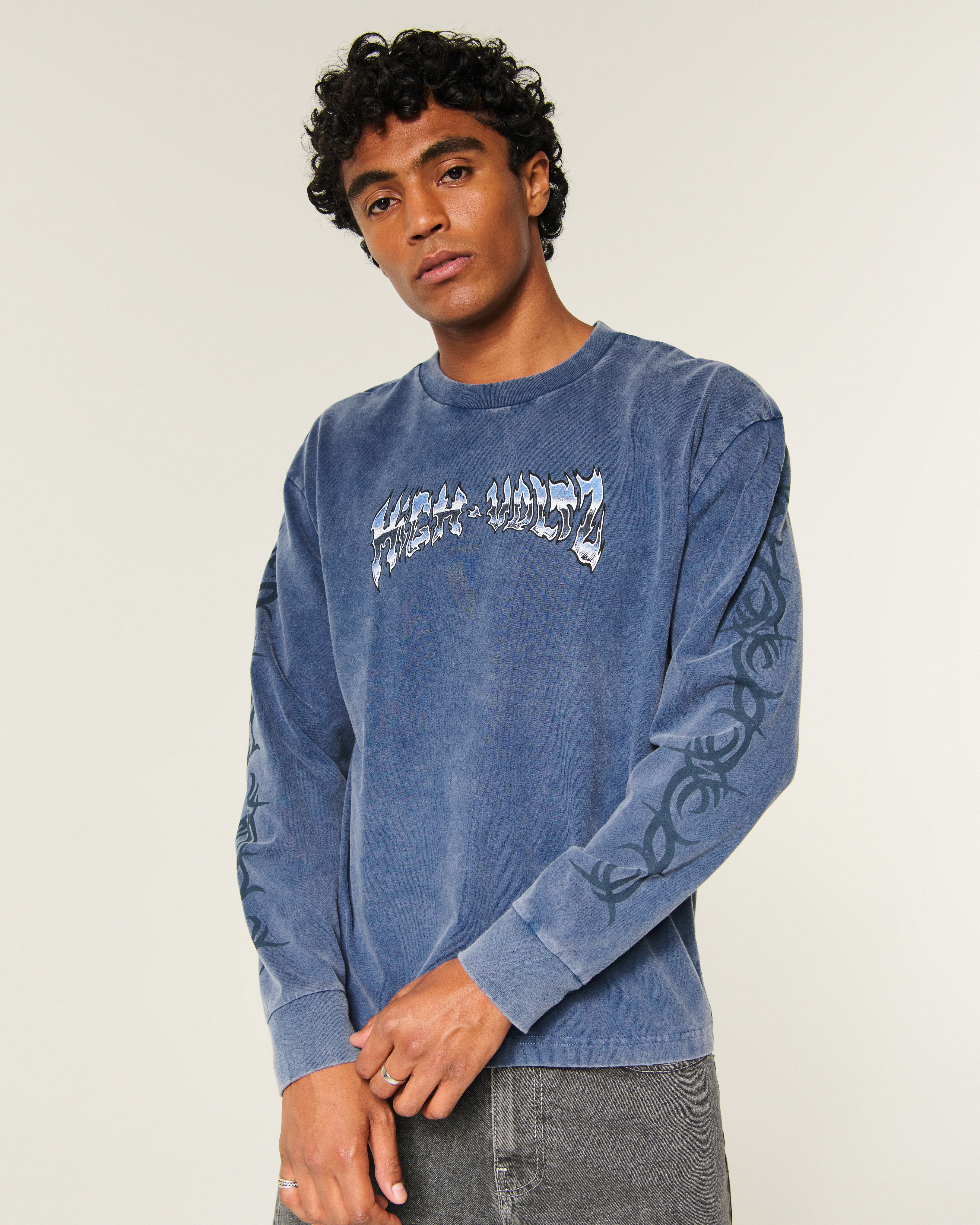 Boxy Heavyweight Long-Sleeve High Voltz Graphic Tee