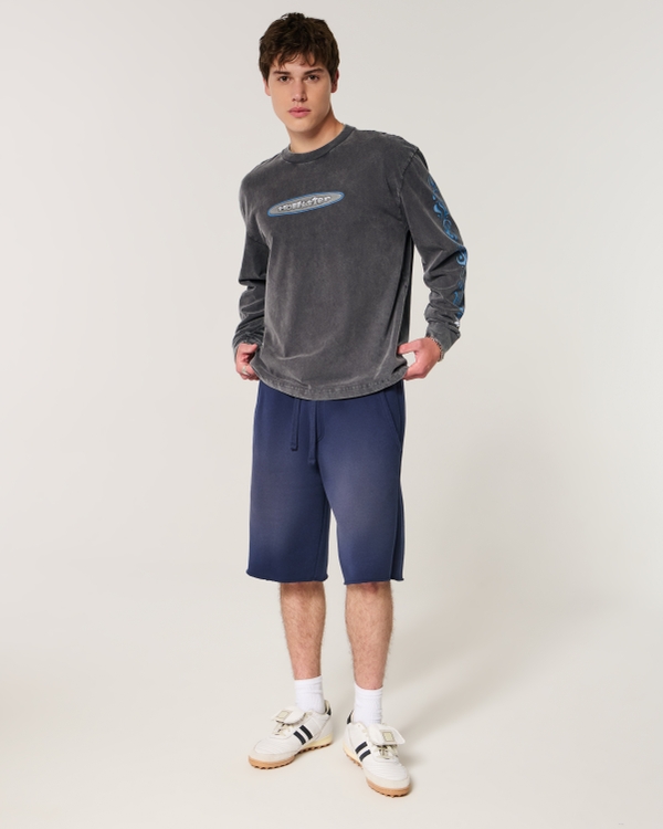 Boxy Heavyweight Long-Sleeve Logo Graphic Tee, Charcoal view 2