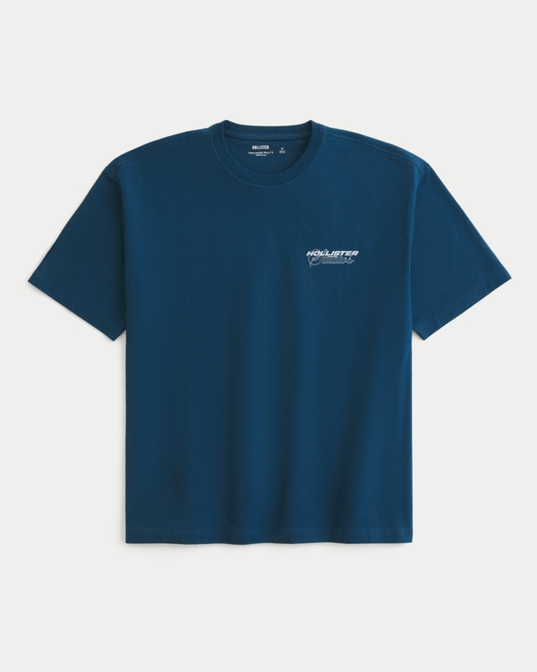 Boxy Heavyweight Logo Graphic Tee, Dark Blue view 2