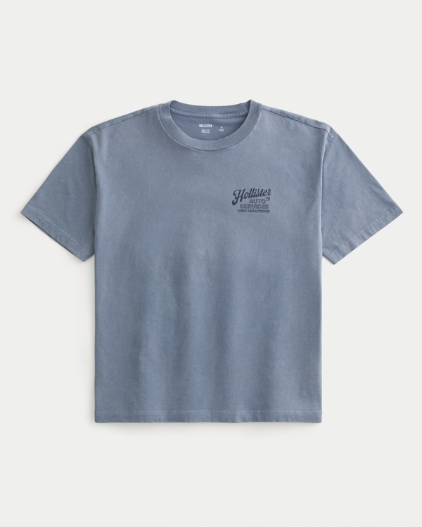 Men's Boxy Cotton Logo Graphic Tee | Men's Tops | HollisterCo.com