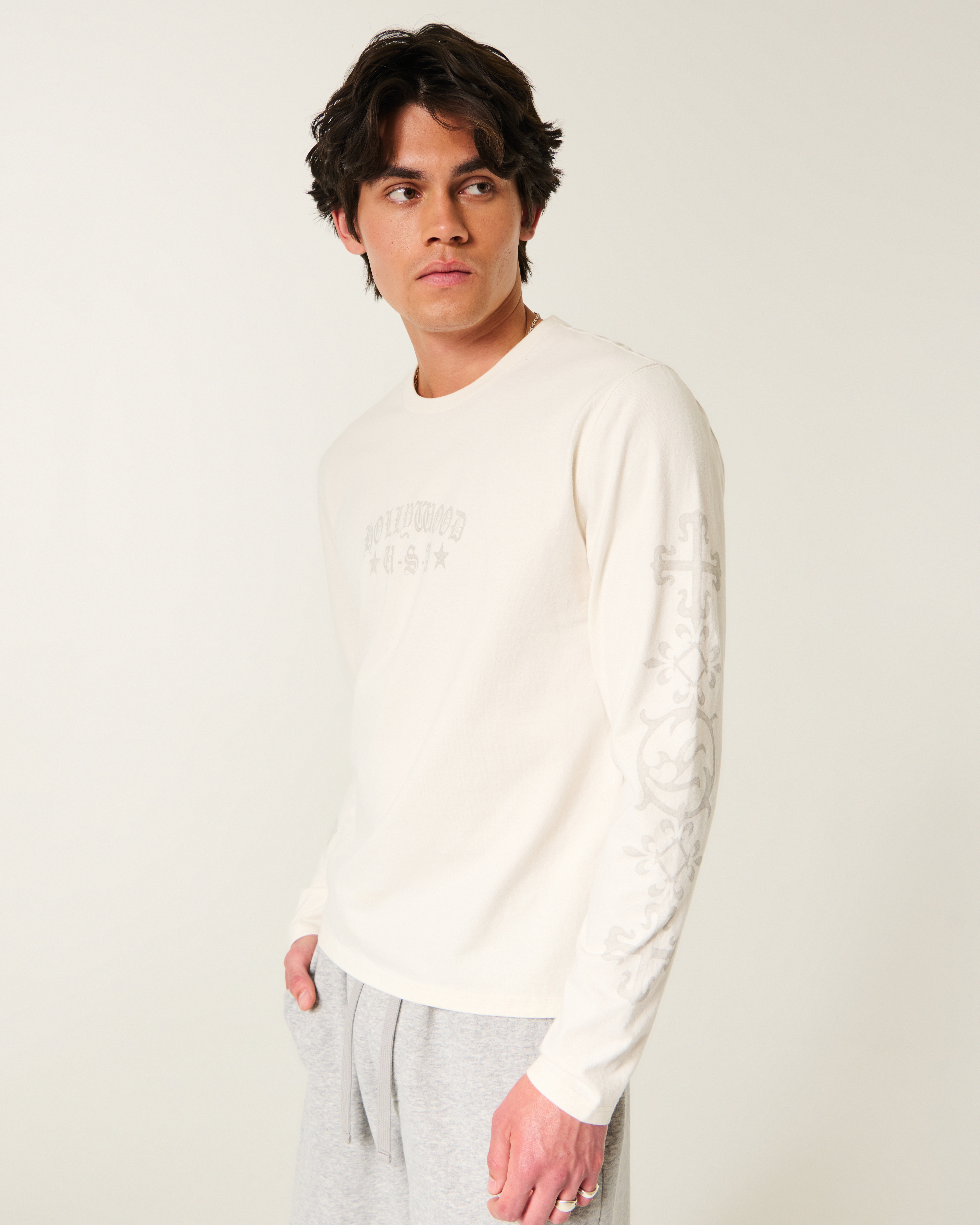 Boxy Heavyweight Long-Sleeve Hollywood Graphic Tee
