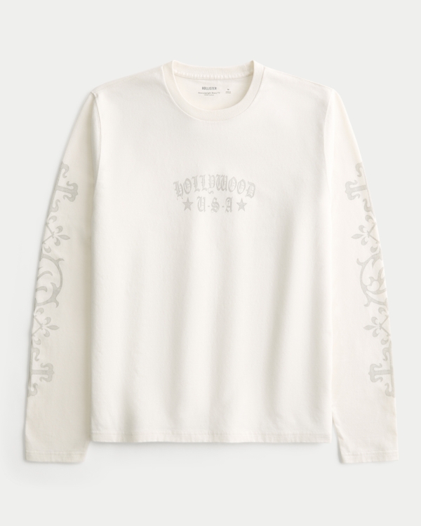 Men's Boxy Heavyweight Long-Sleeve Hollywood Graphic Tee | Men's