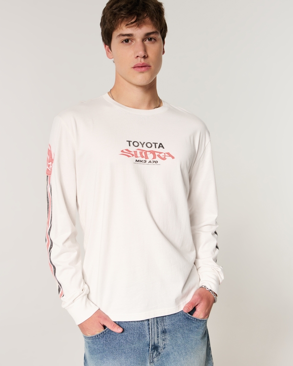Relaxed Long-Sleeve Toyota Supra Graphic Tee, Cream view 1