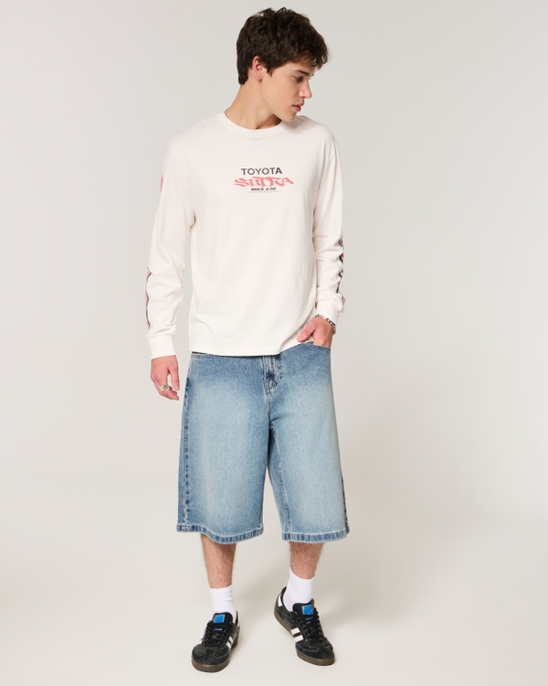 Relaxed Long-Sleeve Toyota Supra Graphic Tee, Cream view 2