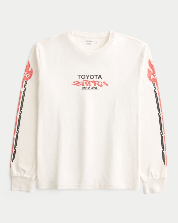 Relaxed Long-Sleeve Toyota Supra Graphic Tee, Cream view 1