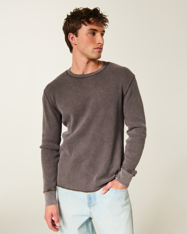 Long-Sleeve Thermal Angel Wings Graphic Tee, Dark Brown view 2