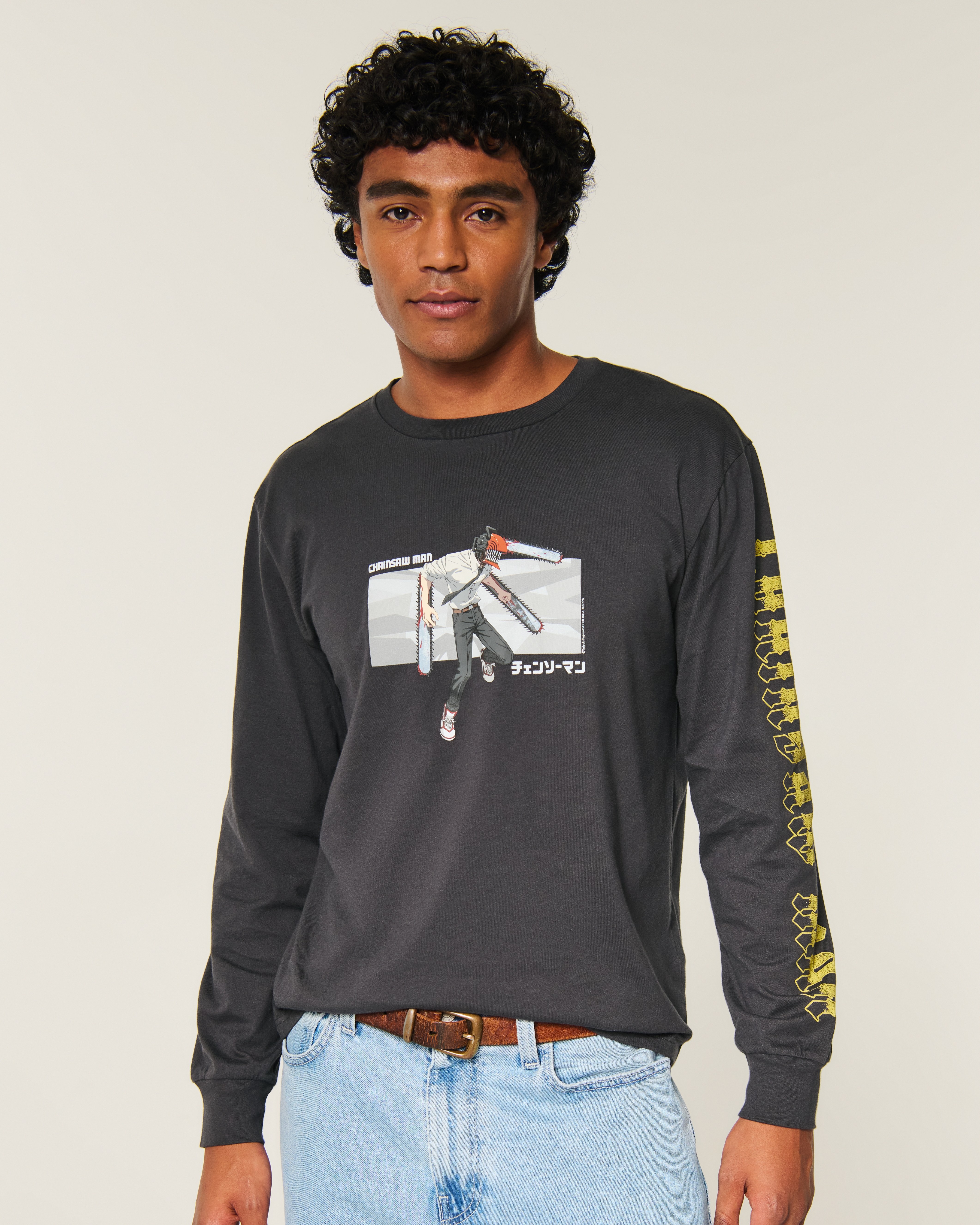 Relaxed Long-Sleeve Chainsaw Man Graphic Tee