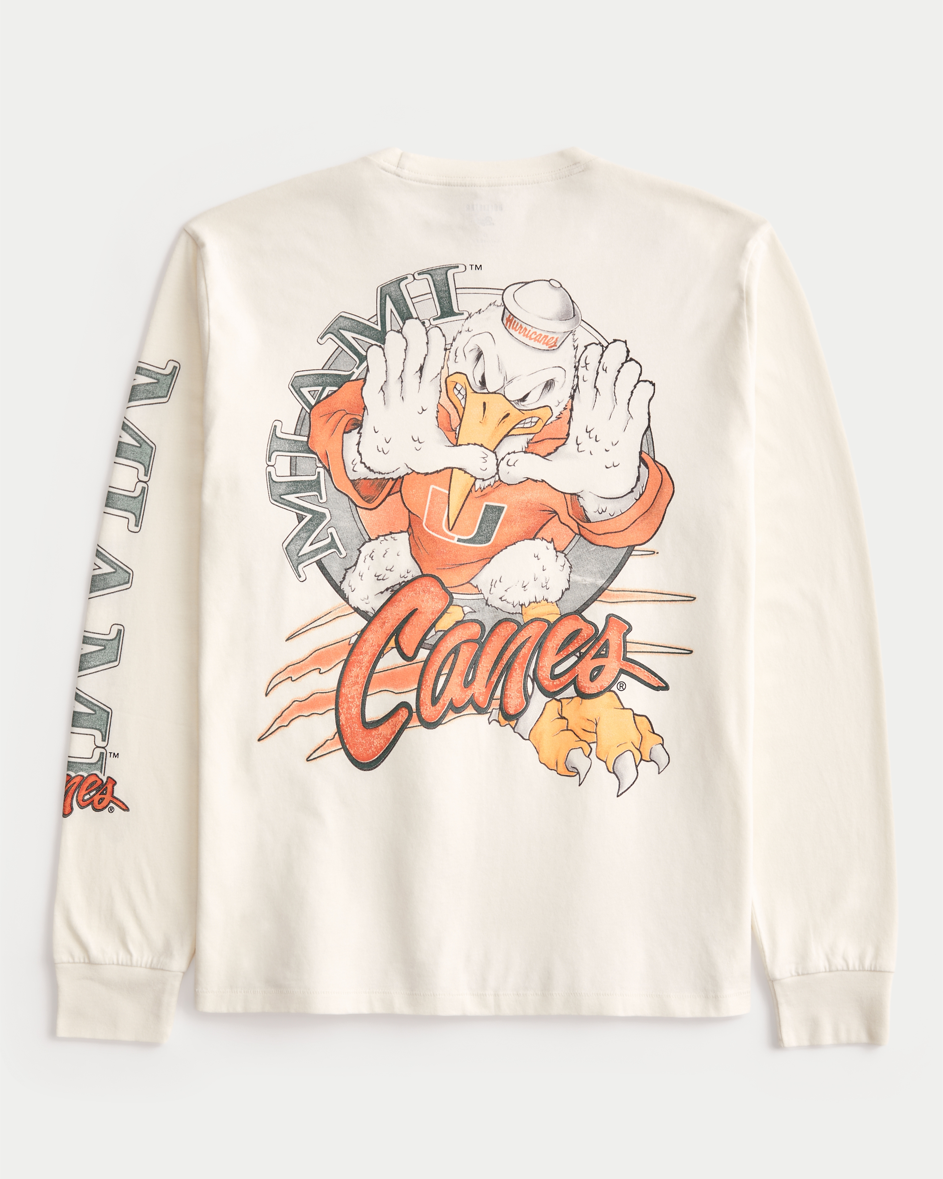 Relaxed Long-Sleeve University of Miami Hurricanes Graphic Tee