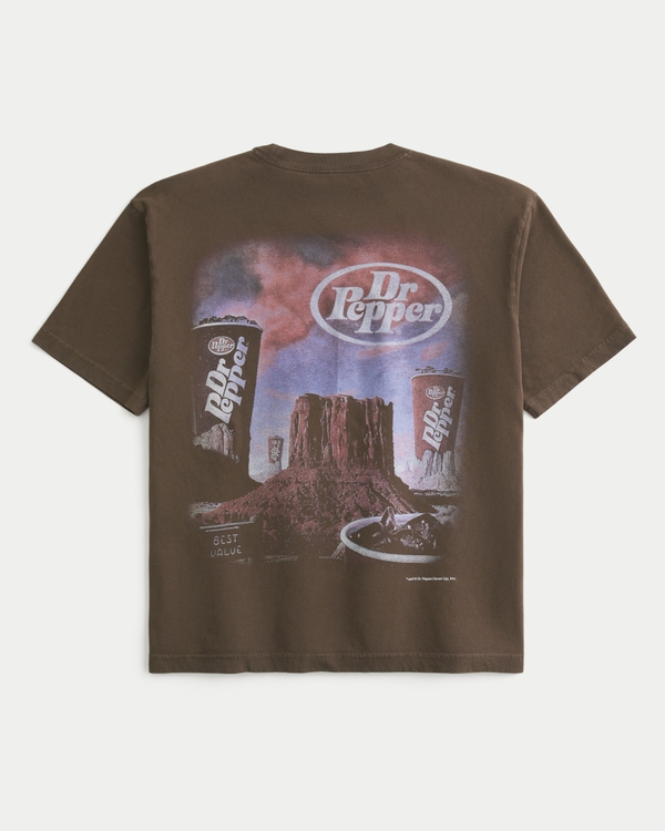 Boxy Dr Pepper Graphic Tee, Dark Brown view 1