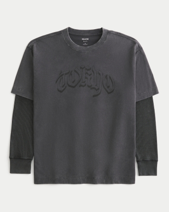 Men's Boxy Layered Thermal Tokyo Graphic Shirt | Men's Tops | HollisterCo.com