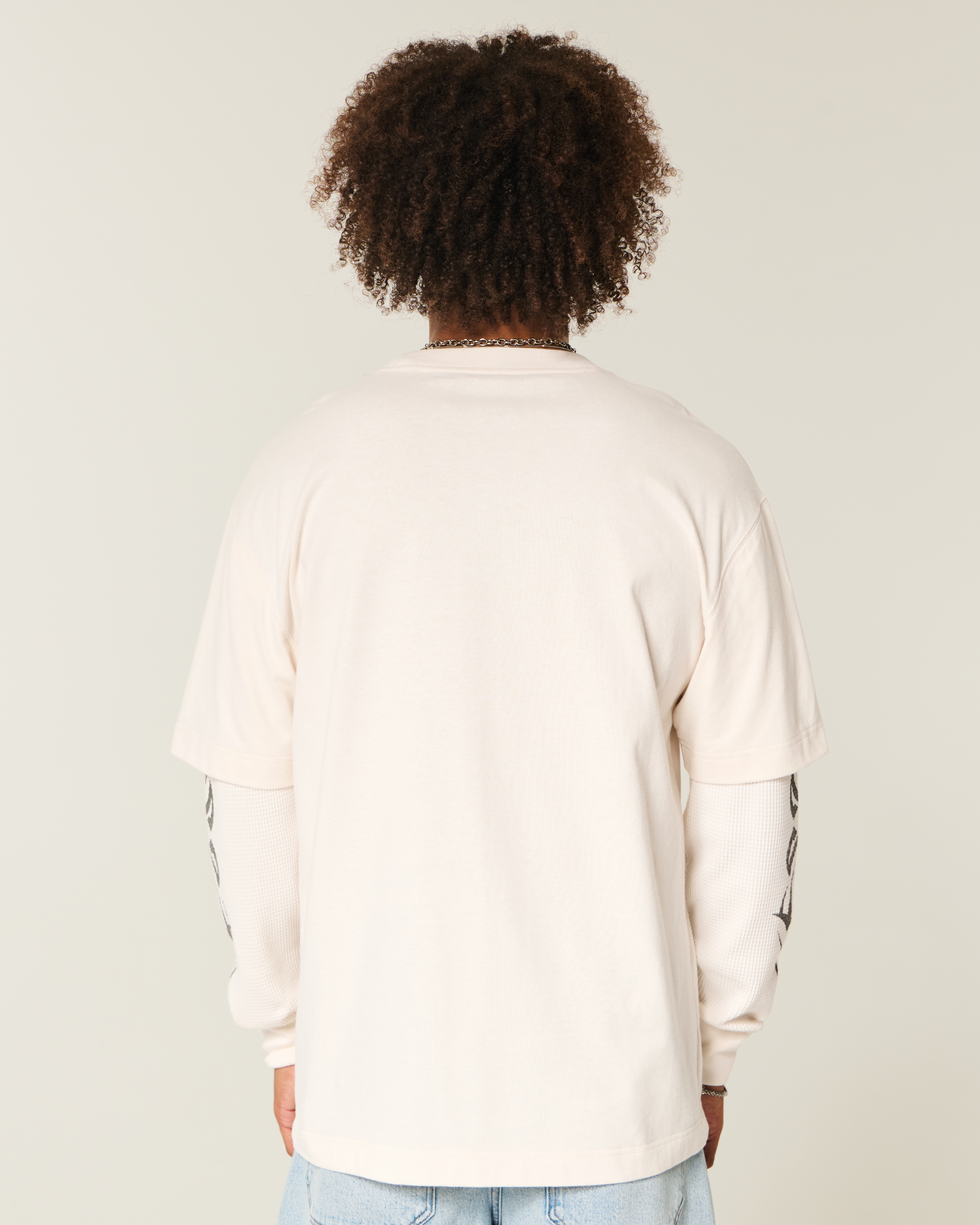 Boxy Layered Thermal Graphic Shirt
