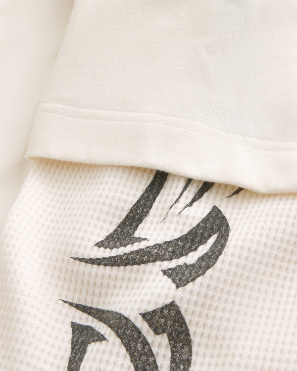 Boxy Layered Thermal Graphic Shirt