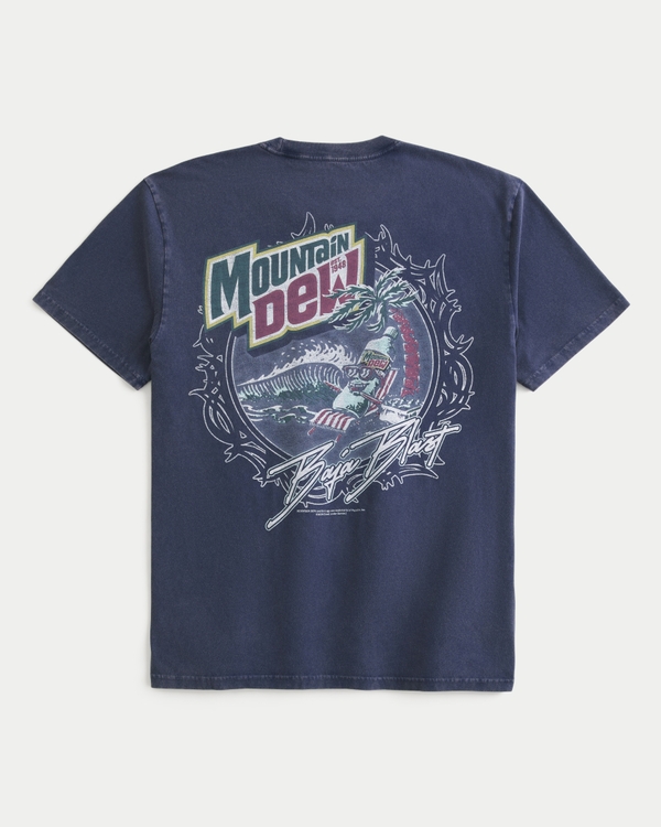 Relaxed Mountain Dew Graphic Tee, Navy view 1