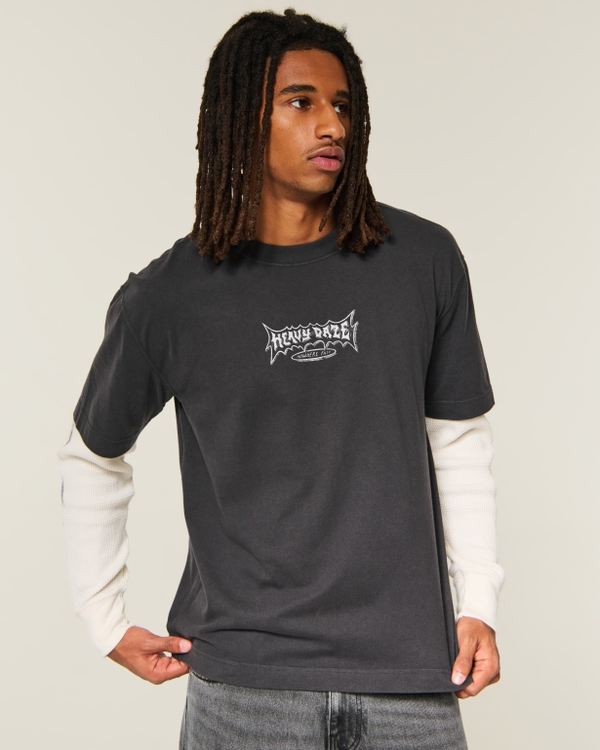 Boxy Layered 2-in-1 Heavy Daze Graphic Tee