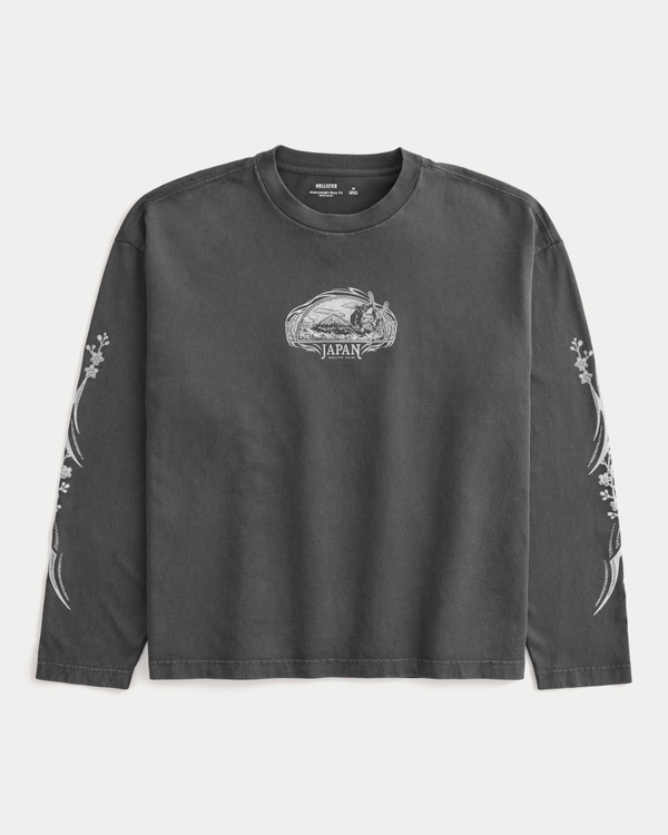 トップス kotohayokozawa Graphic long sleeveT GRAY Men's Boxy Heavyweight Long-Sleeve Japan Graphic Tee | Men's Tops