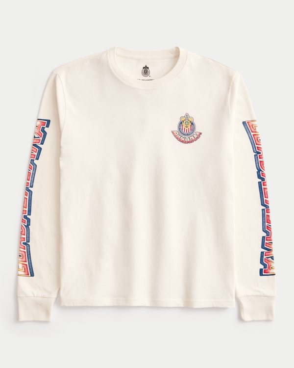 Long-Sleeve C.D. Guadalajara Graphic Tee, Cream view 2