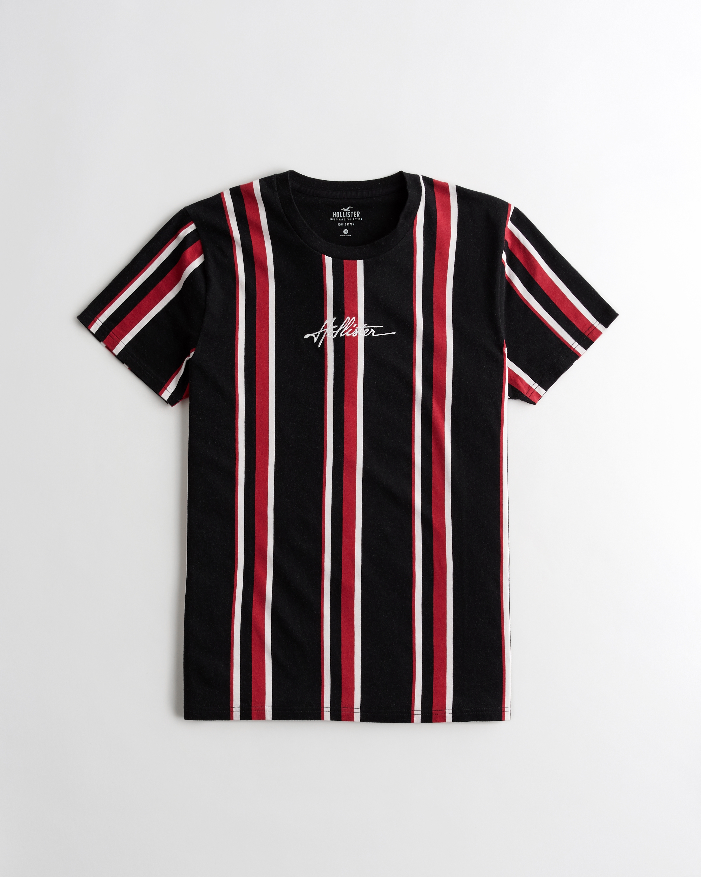 stripe embroidered logo graphic tee