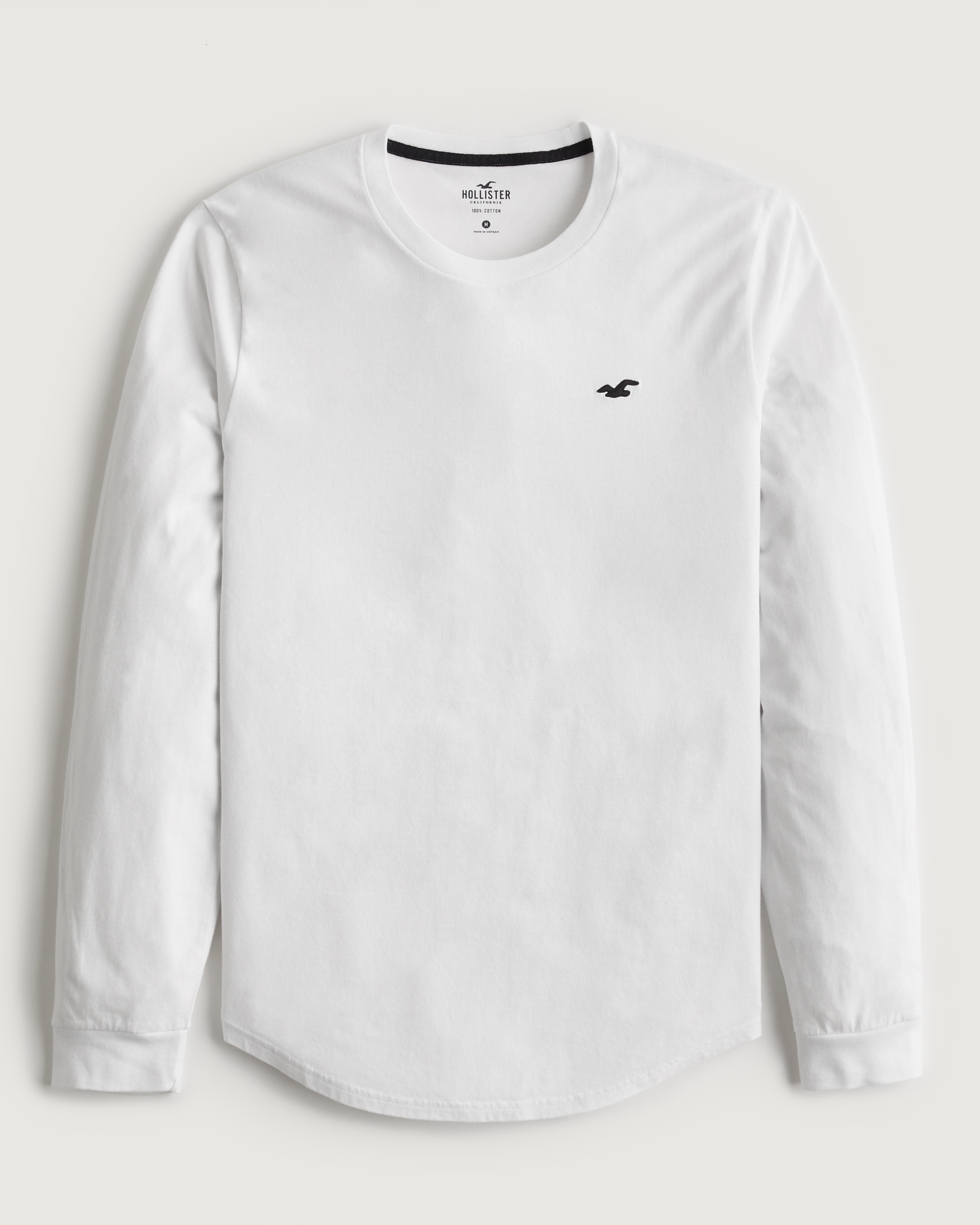 Hollister Long-Sleeve Curved Hem Jersey Crew T-Shirt