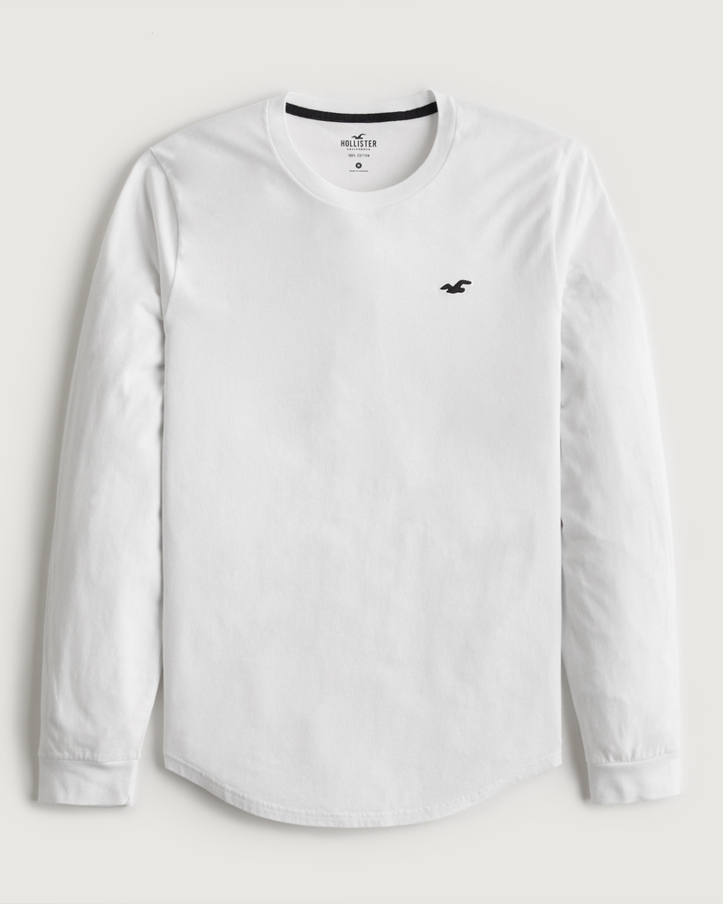 Men's LongSleeve Curved Hem Jersey Crew TShirt Men's Clearance