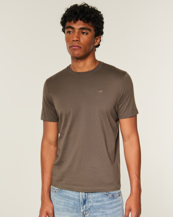 Cotton Crew Icon T-Shirt, Dark Brown view 1