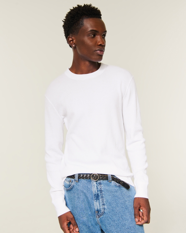 Relaxed Long-Sleeve Thermal Crew T-Shirt
