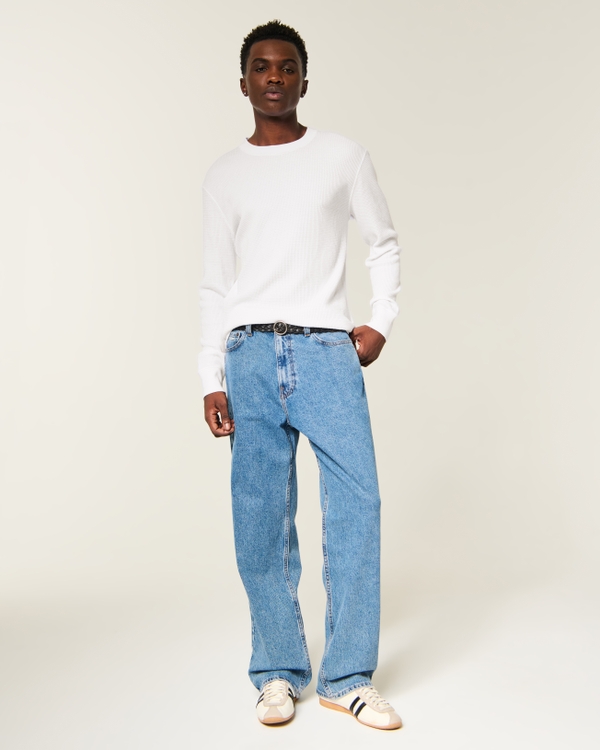 Relaxed Long-Sleeve Thermal Crew T-Shirt, White view 2